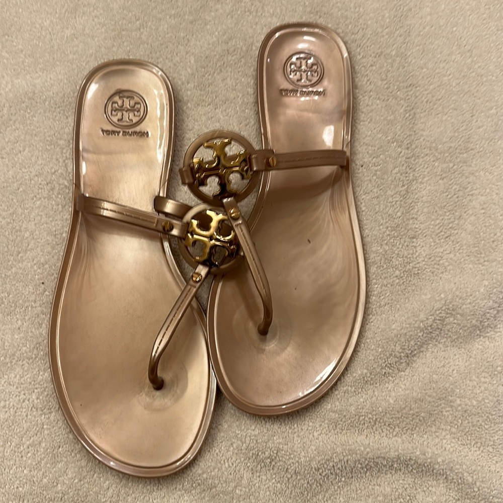 Tory Burch Nude/Gold Miller Jelly Thong Sandals